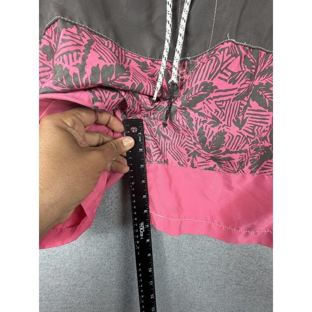 Aeropostale‎ Shorts Mens Medium Pink Gray Tropical Floral Swim Trunks Drawstring